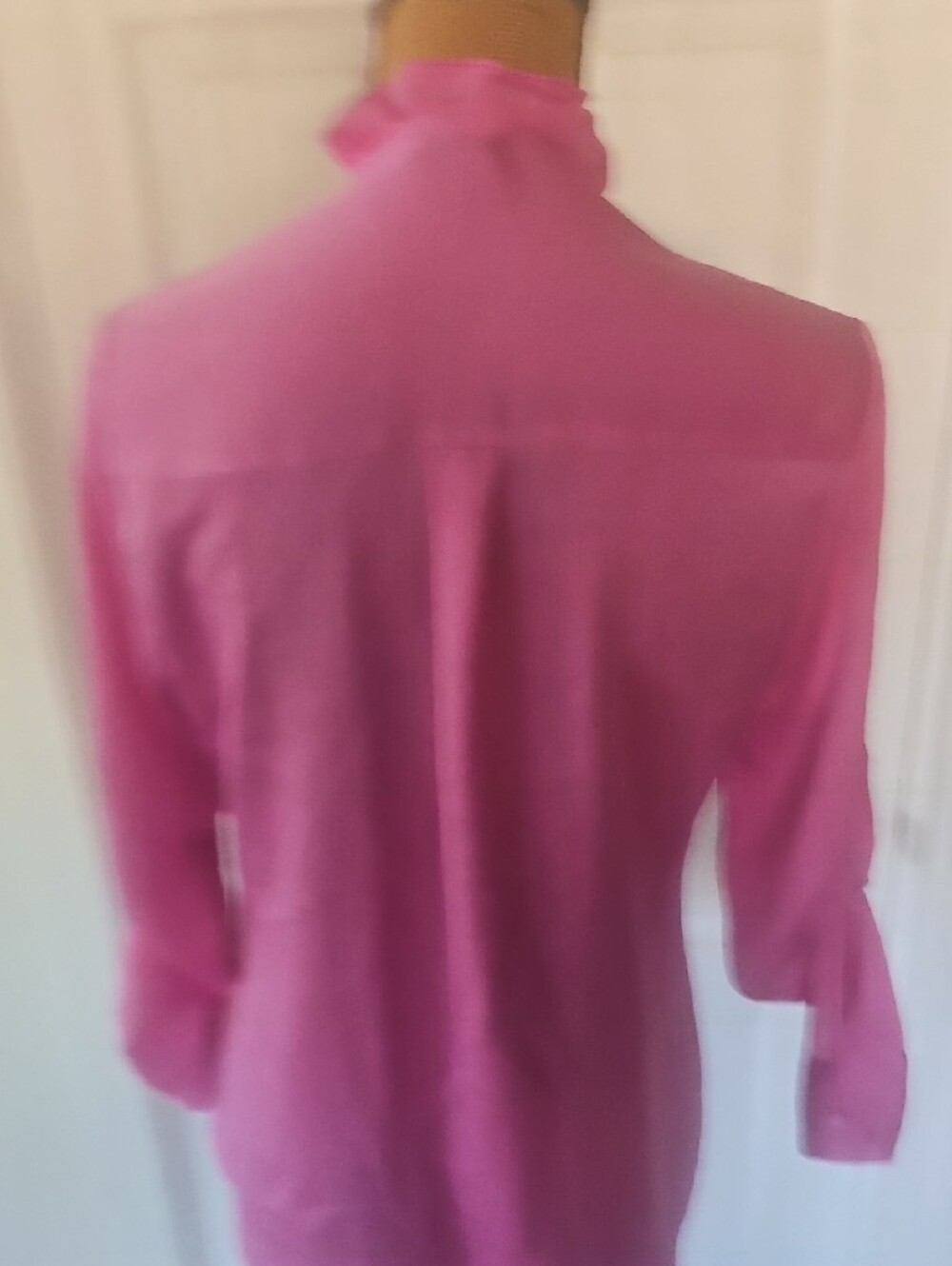 Express Hot Pink Ruffle-Trim Button Front Blouse - Picture 5 of 6